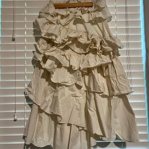 MARBLE Cream Asymmetrical Ruffle Skirt